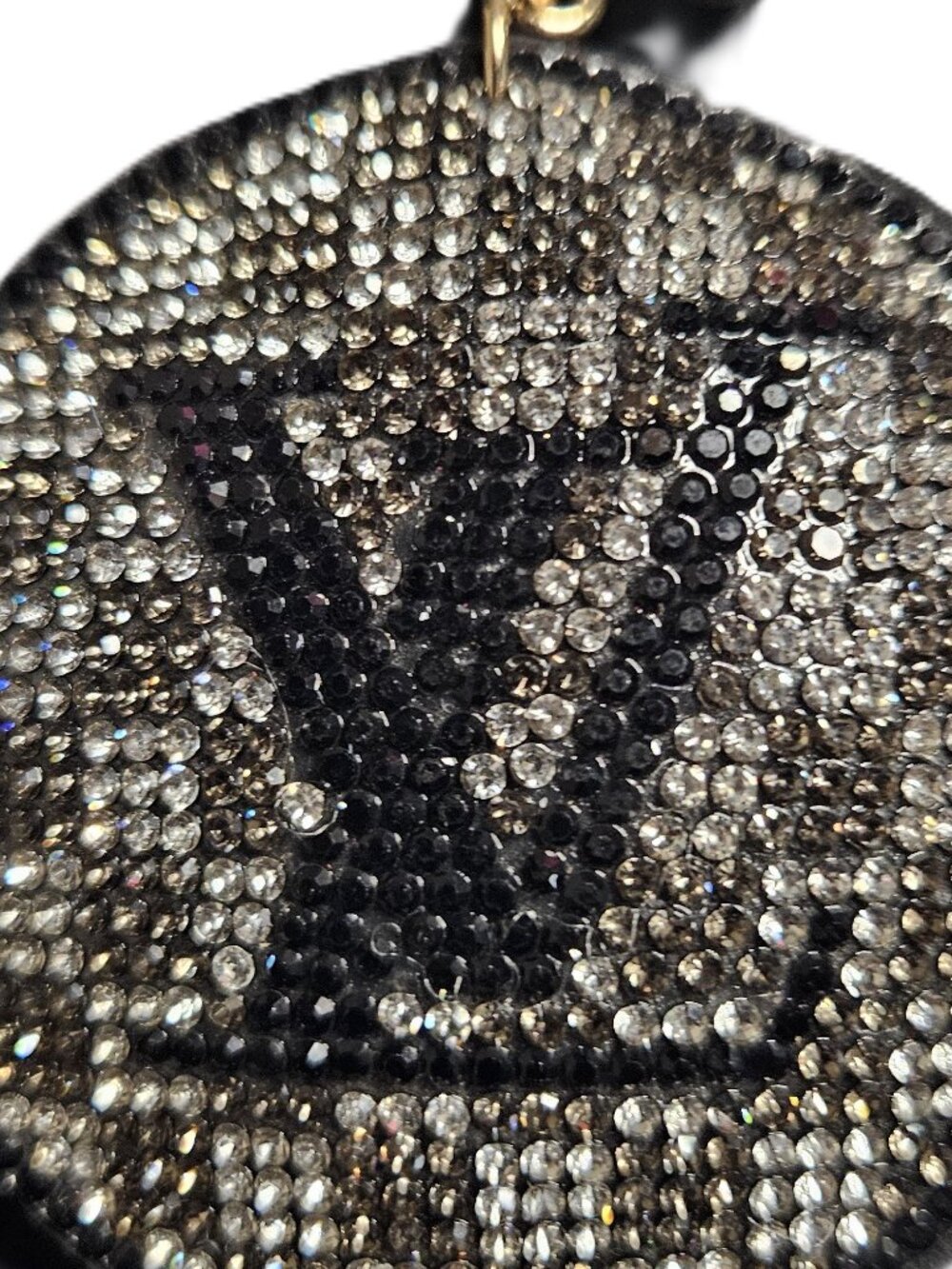 Designer-Inspired Black and Gold Crystal Keychain Tassel - Picture 2 of 3